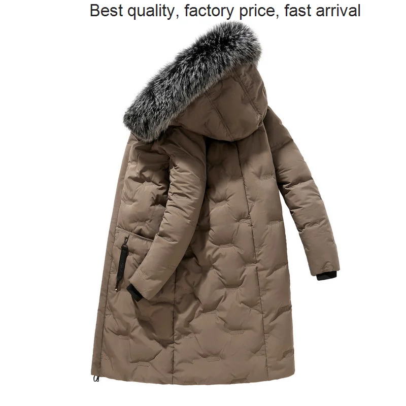 High quality luxury brand Fashion Men's Jacket Electric Heat Small Sweater Warm Coat Clothing Heated Cotton Long Fur Collar Autu
