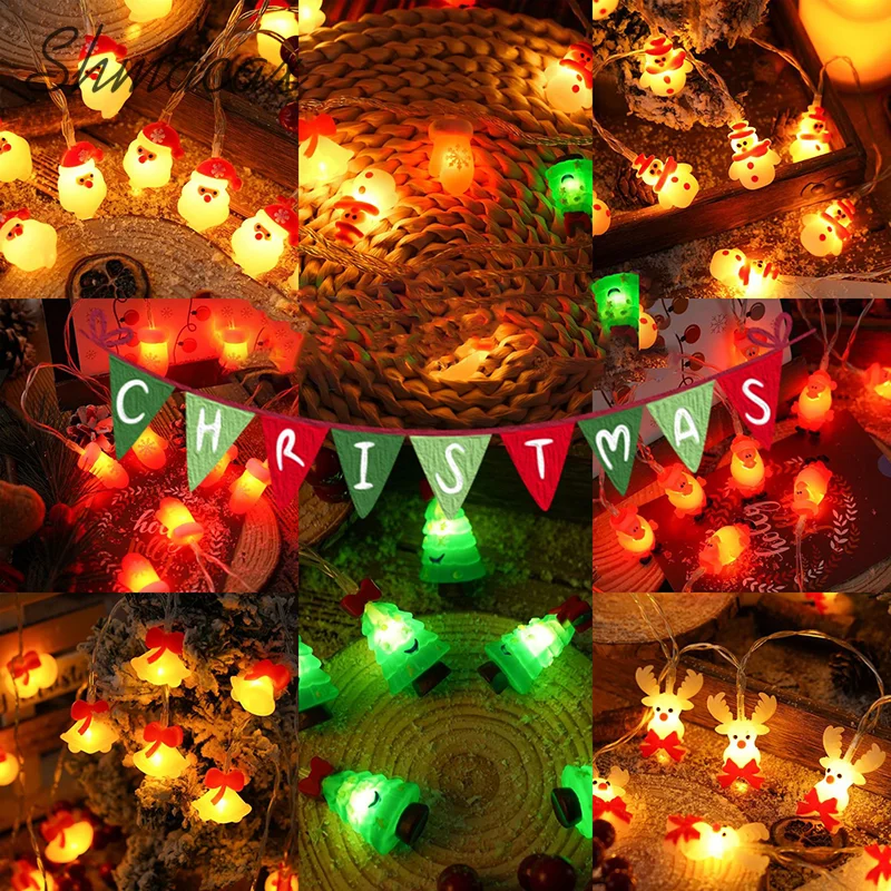 1 5/3 м Рождественские светодиодные гирлянды Санта-Клаус Снеговик Лось Дерево