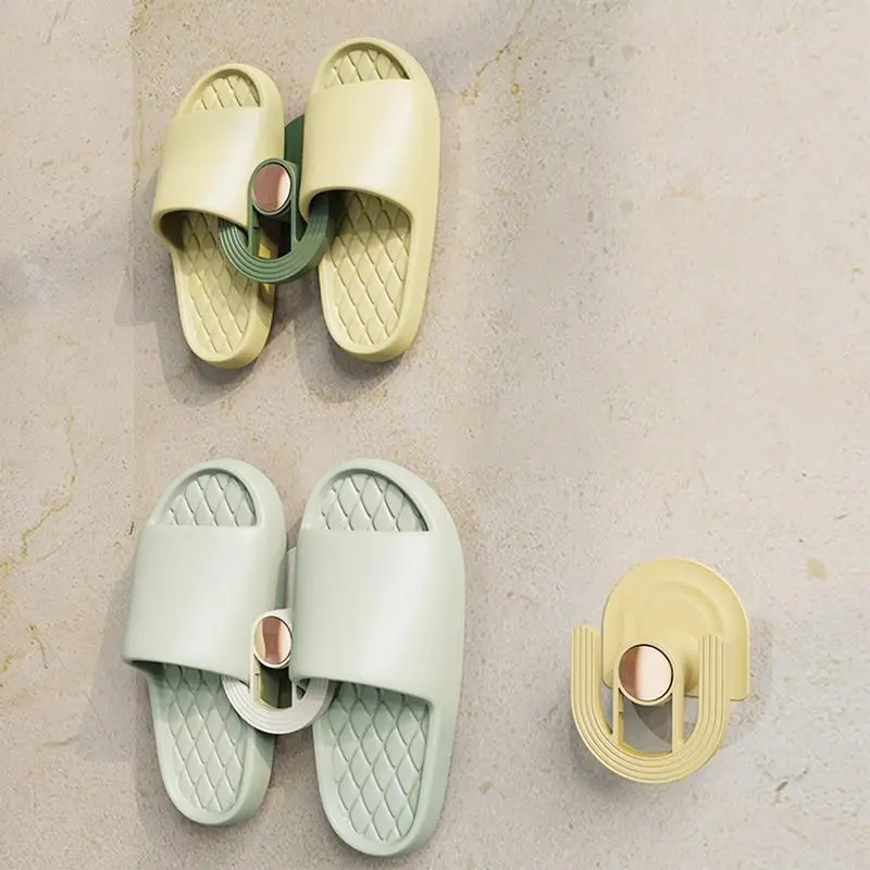 

Shoe Rack Slipper Holder Mounted Punch Free Wall Shoe Organizer Bathroom slipper rack Bathroom Hooks For Storing Slippers Mops