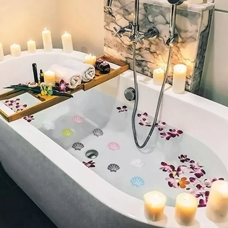 

New in Stair Steps Anti-Slip Rubber Bathroom Bathtub Shell-Shaped Non-Slip Stickers With Bathroom Shower Anti-Slip Safety Decals
