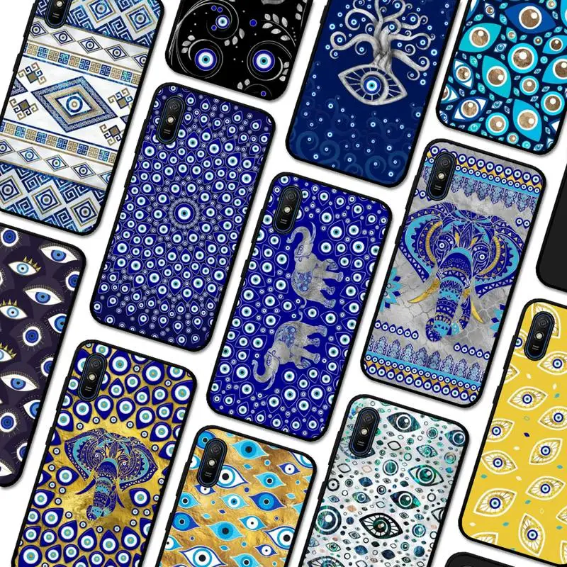 

Lucky Eye Blue Evil Eye Print Phone Case for Redmi 5 6 7 8 9 A 5plus K20 4X S2 GO 6 K30 pro