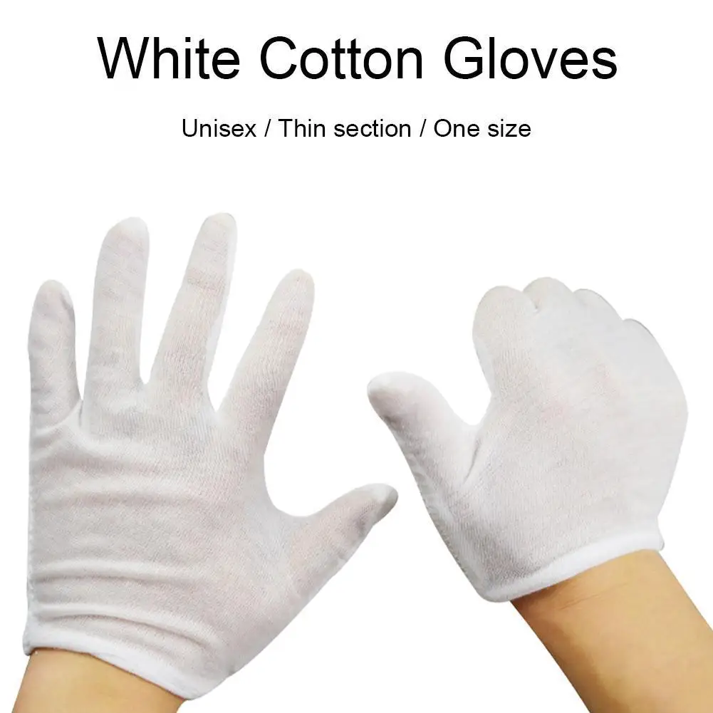1 Pairs Cotton Gloves White Cotton Gloves Waiters/Drivers/Jewelry/Workers Gloves Etiquette Jewelry Clean Jersey Gloves