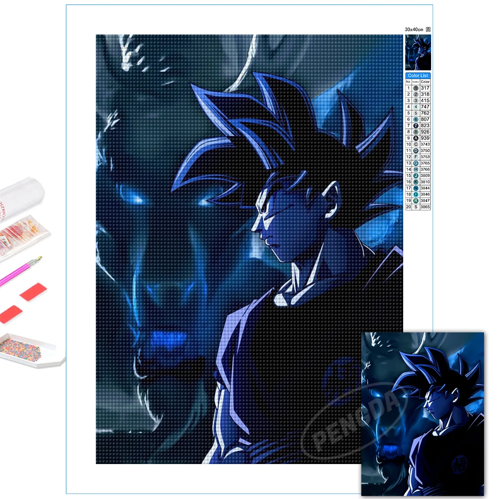 

Seven Dragon Ball 5D Diamonds Painting Son Goku Dark Picture Diy Full Square Drill Embroidery Cross Stitch Anime Home Decor Gift