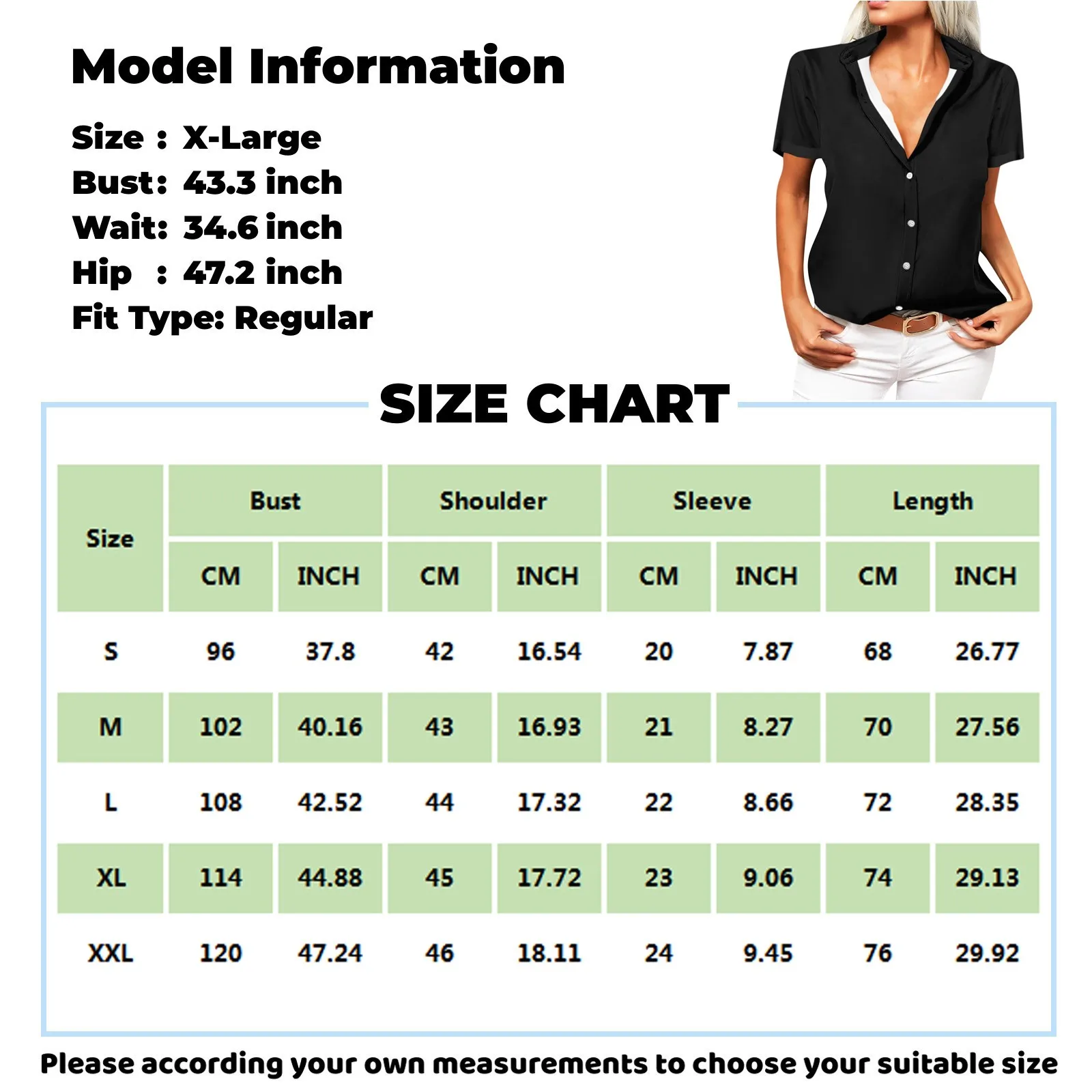 Женские повседневные рубашки Классическая однотонная рубашка с коротким