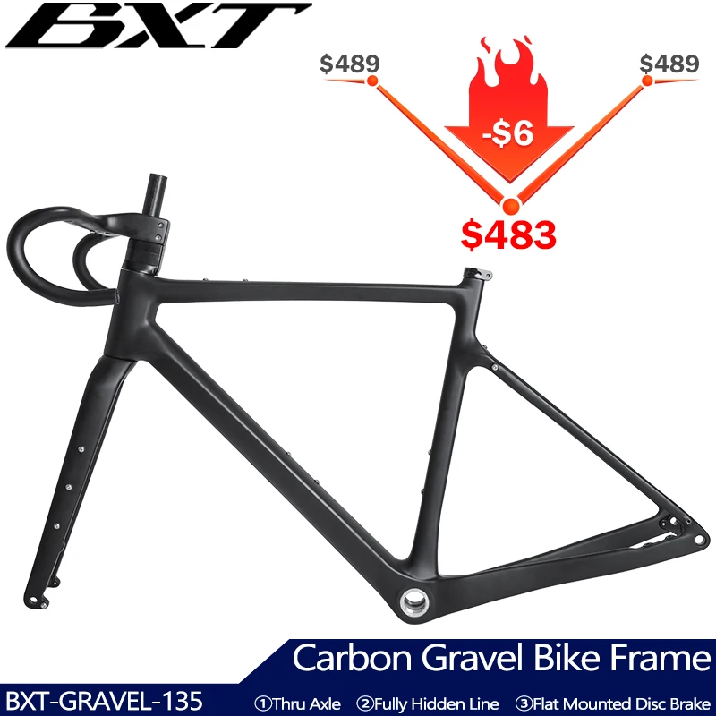 Carbon Gravel Bike Frame Fully Hidden Cable Carbon Frame Fork Thru Axle Gravel Disc Brake Carbon MTB Road Bicycle Frame 27.5er