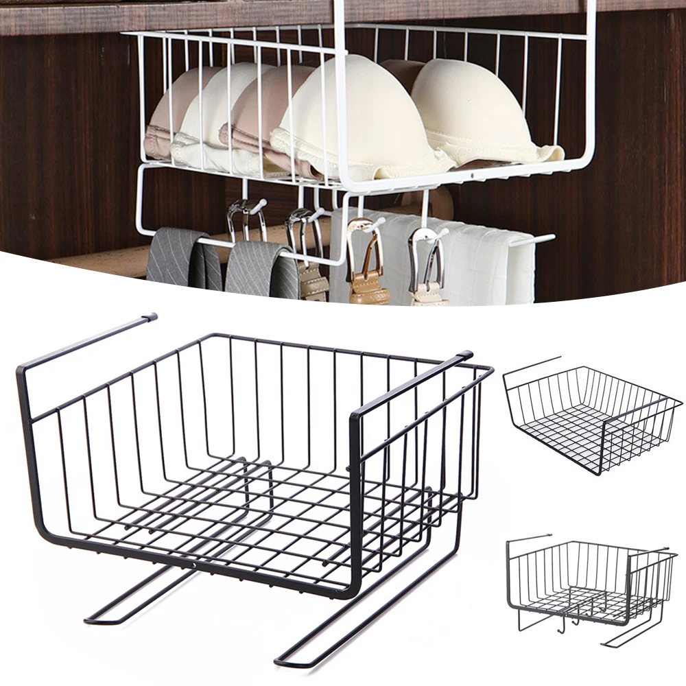 

Шкаф подвесной под полку, настенный органайзер для шкафа, чулана, стола, сетчатая корзина, проволока, полка для книжного шкафа, VC