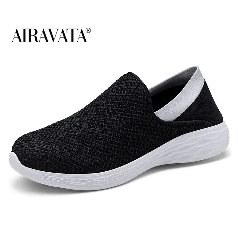 Men Women Walking Shoes Light Weight Fashion Breatable Sneakers Slip-on Casual Couple Shoes for Spring Summer Size 36-45