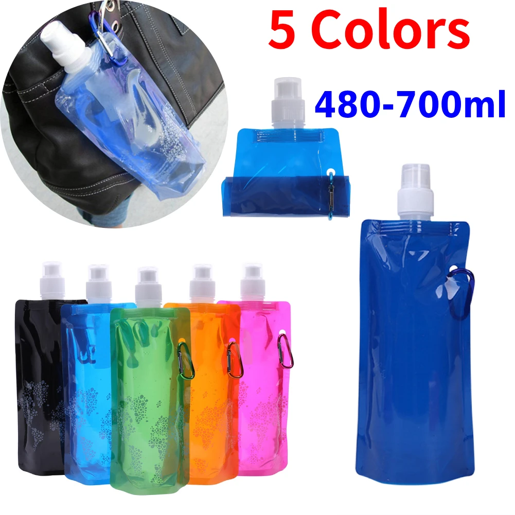 

480/700ml Portable Ultralight Foldable Water Bag Soft Flask Bottle Outdoor Sport Hiking Camping Water Bag Folding Water Bucket