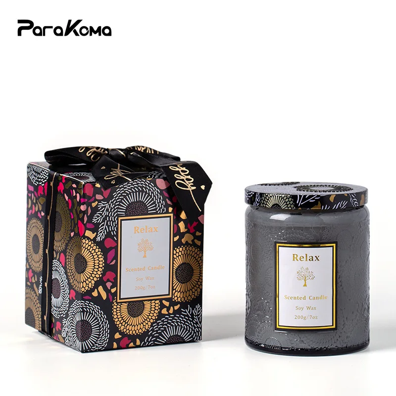 

Стеклянная свеча с тиснением, романтичная, Ароматизированная, для соевого воска, ароматерапия из свечей в банке