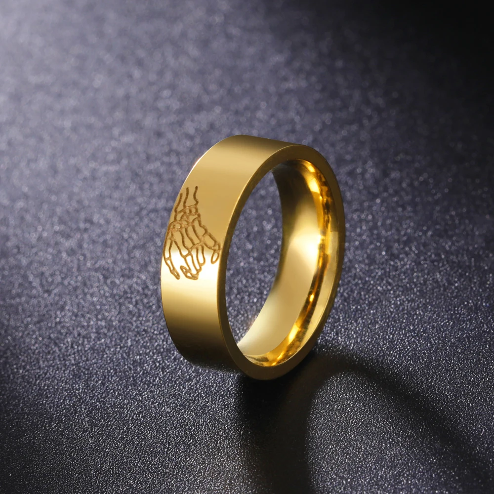 

COOLTIME 6mm Engraved Gripper Rings for Men Women Stainless Steel Rings Punk Jewlery Gift Anillos Mujer Hombres