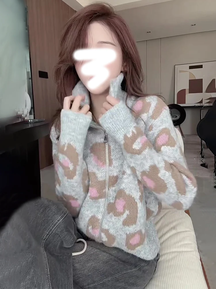 Мягкий клейкий кардиган на молнии с высоким воротником свитер верхняя одежда для