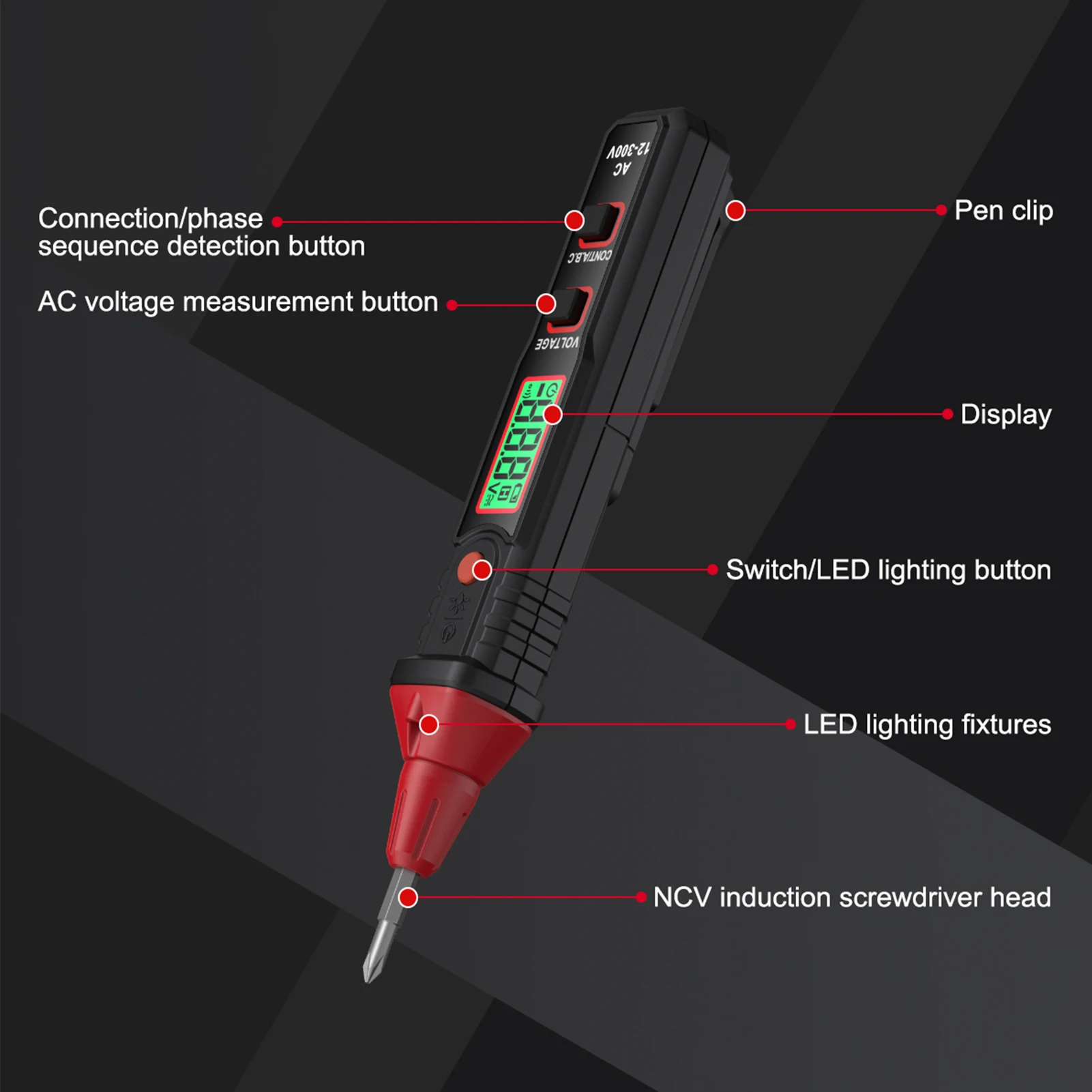 Детектор напряжения ручка тестер электричества 12 ~ 300 В детектор переменного тока