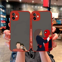 marvel hero spider man no way home matte transparent light red phone case for iphone 12 11 pro mini max xs x 8 7 plus se 2020 xr