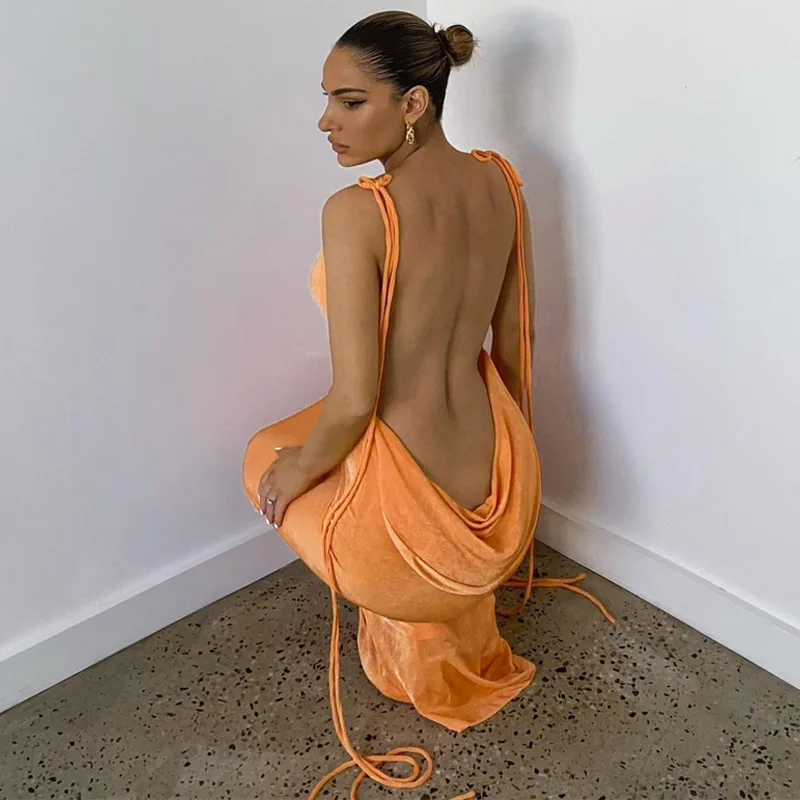 Backless Maxi Dress Elegant Party Dresses For Women  Luxury Chic Woman Long Evening Dresses Wedding Cocktail