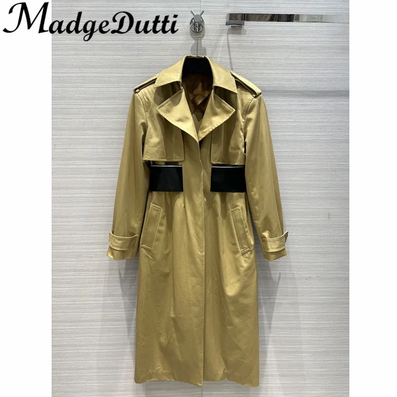 

Женский элегантный длинный Тренч MadgeDutti с эполетами и надписями, эластичный, со скрытой талией и разрезом сзади, 2,2