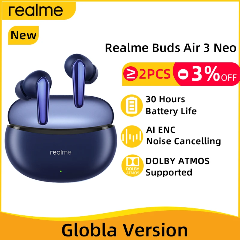 realme Buds Air 3 NEO TWS Наушники Bluetooth 5.2 AI ENC Шумоподавление Беспроводной наушник 30 часов