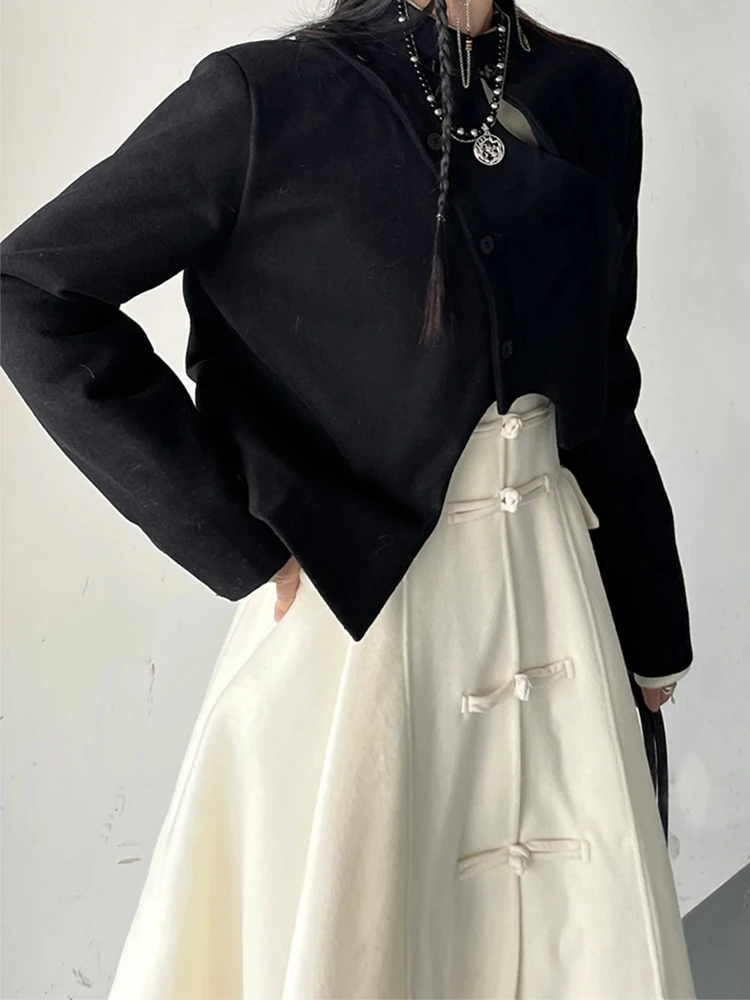 Lautaro осенние длинные облегающие и расклешенные бежевые тренчи из мягкой шерсти