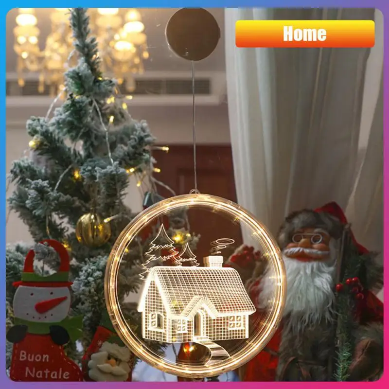 

Christmas Bell Snowman Star Holiday Window Decor LED Sucker Lights Battery Power Christmas Garland For Home Decoration Bell