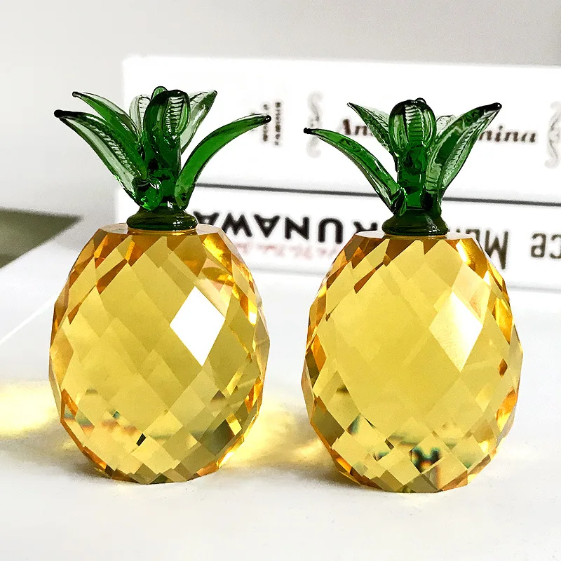 Crystal Pineapple Ornament Crystal Glass Fruit Model Party Wedding Christmas Gifts Creative Home Decorations