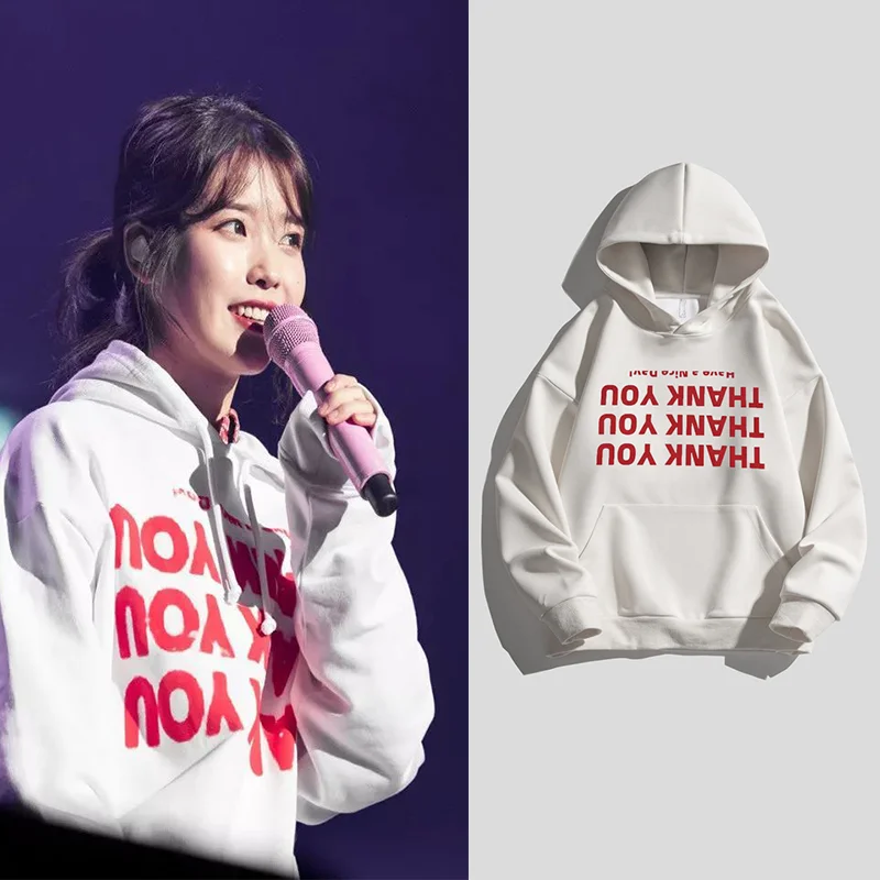 

Korea Star Singer IU Concert Hoodie Printed Woman Hoodies Autumn Couple Trend Sweatshirts Long Sleeve Man Tracksuits Pullover