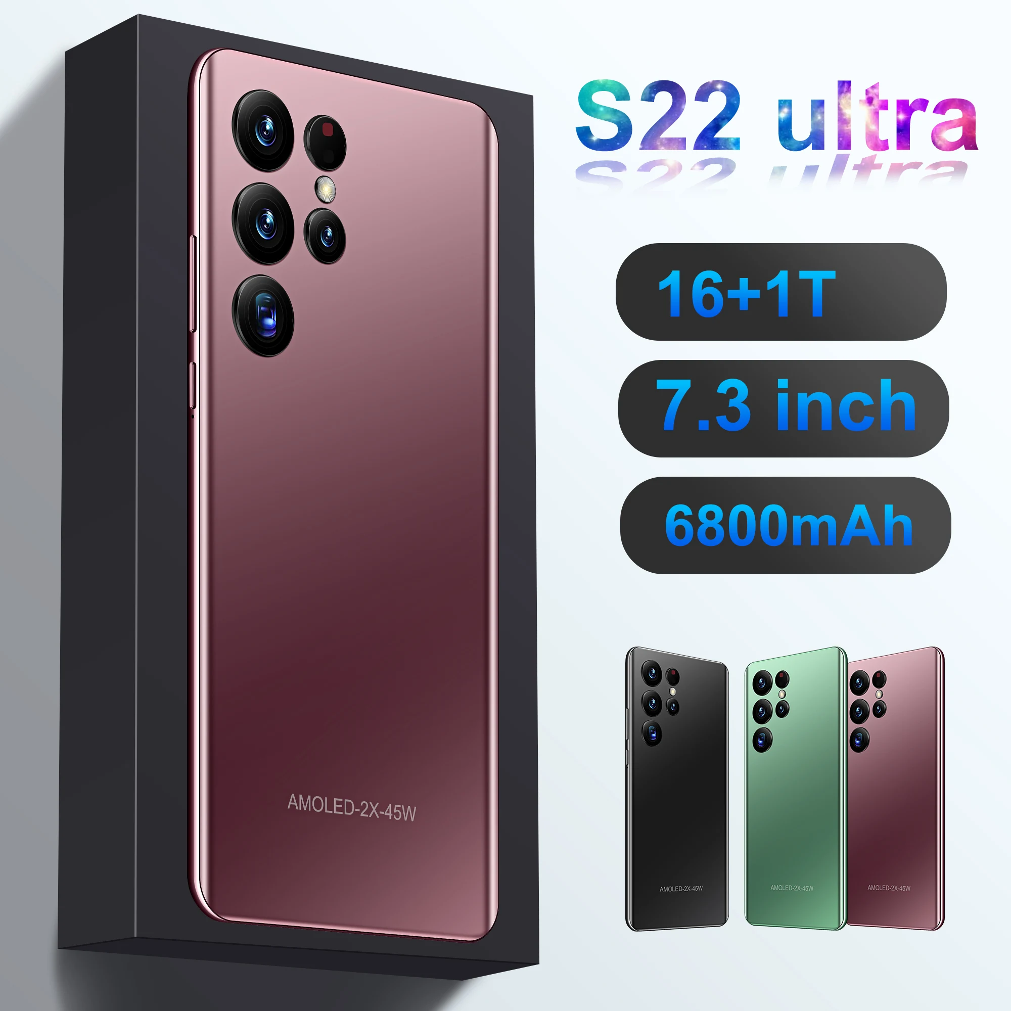 

New SmartPhone S22+Ultra 7.3 inch Full Display 16GB +1TB 48MP+72MP Facial Recognition 4G 5G Dual SIM GPS Celular Mobile Phones