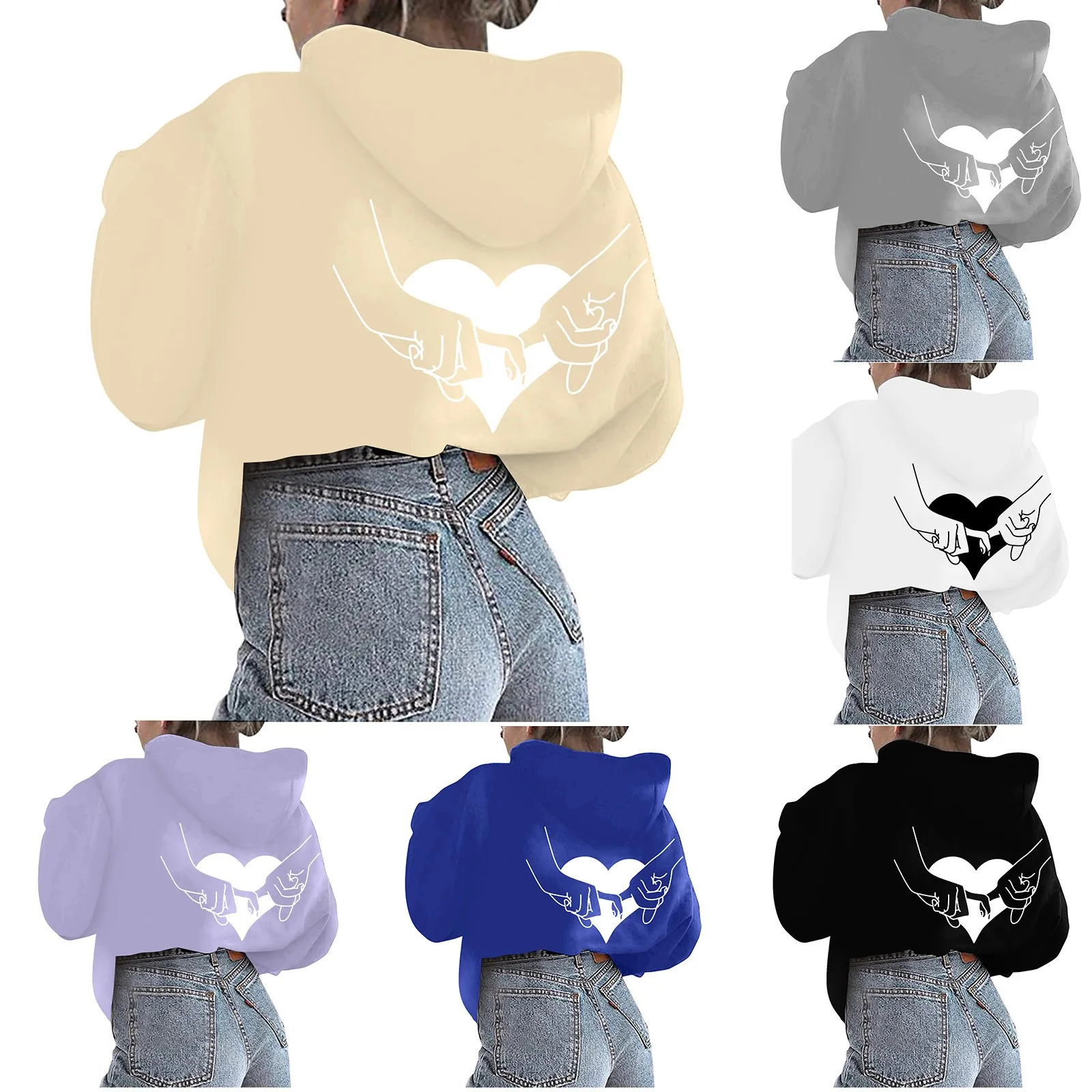 

Women Valentine's Day Letter Print Graphic Hoodie Casual Pullover Fairycore Cropped Tops Korean style streetwear Athletic