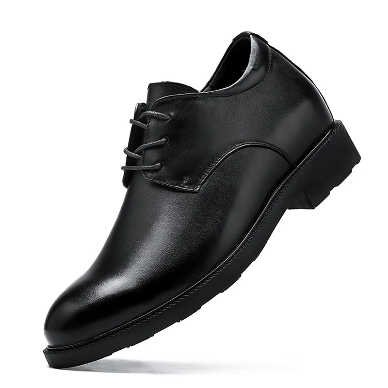 

2022 spring and autumn new men's leather business formal leather shoes invisible increase trend wedding groom shoes