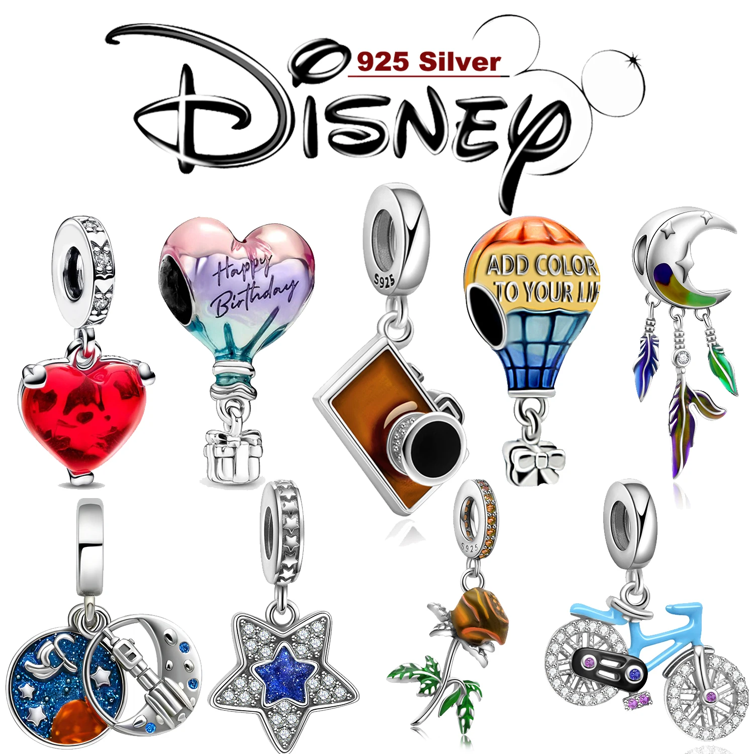 Шарм-подвеска из серебра 925 пробы с Микки и Минни Дамбо