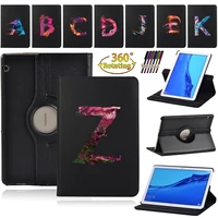 tablet case for huawei mediapad t3 10 9 6t5 10 10 1 360 degree rotating flip pu leather stand cover with painting 26 letters
