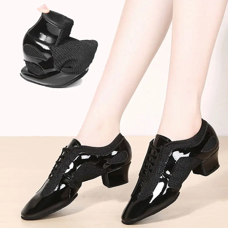 Latin Dance Shoes Women Jazz Ballroom Female Salsa Dancing Shoe Middle Heel 3 5 cm Modern Tango Training Ladies Dance Sneakers
