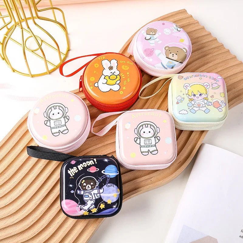 

Cartoon Tinplate Coin Purse Earphone Storage Bag Cute Animals Coin Purses Square Round Key Coin Bag For Children Girl