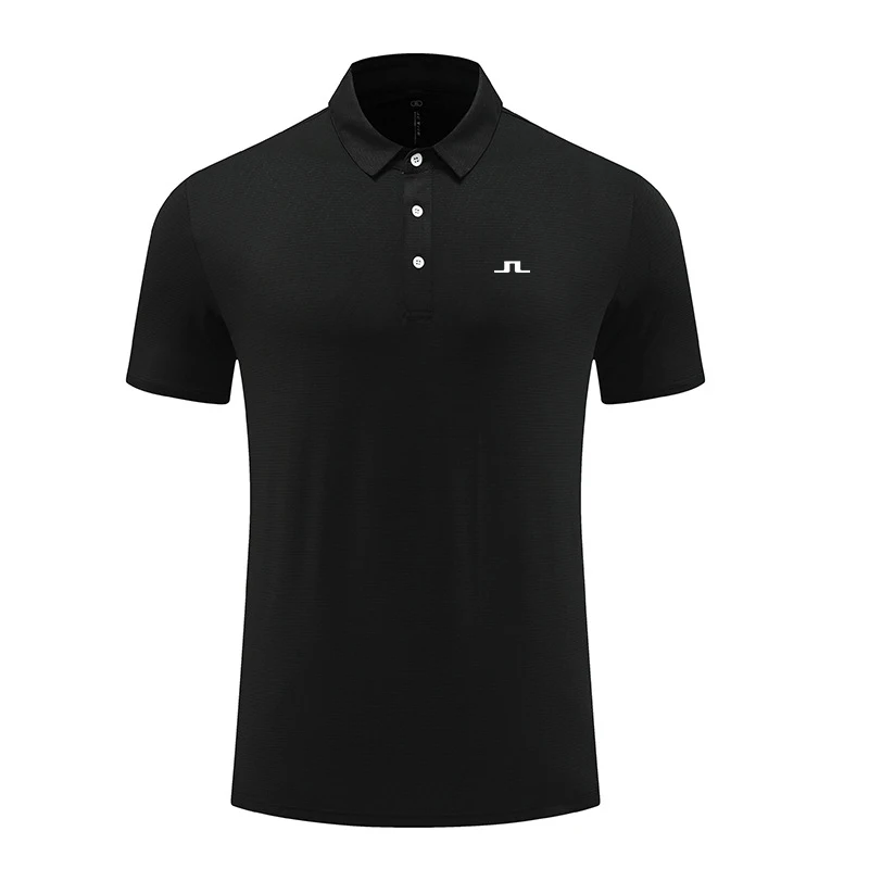

J Lindeberg Summer Casual T-shirts Mens Short Sleeve Polo Shirts Button Work Shirts Quick Dry Tee Sports Fishing Golf Pullover