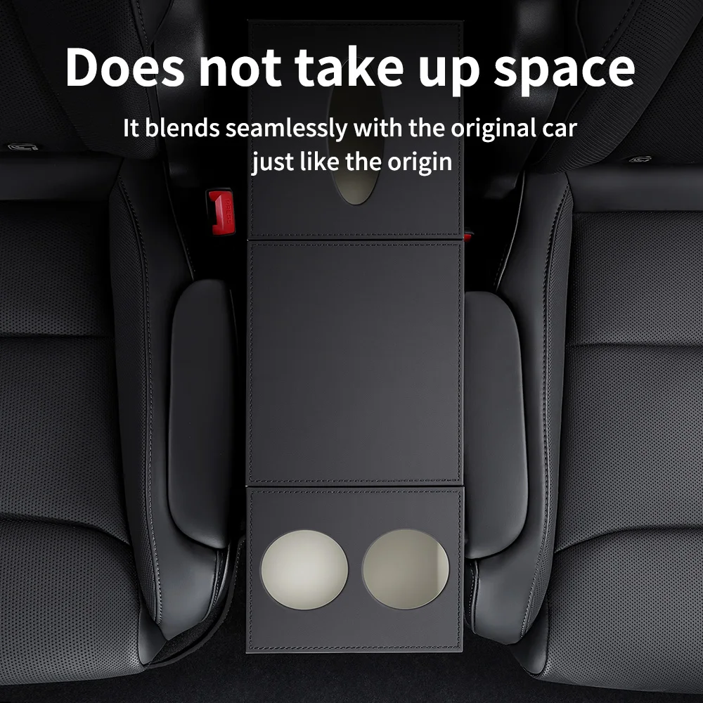 Фото YZ Для 6-местного Tesla Model YL: органайзер для хранения в проходе между сиденьями второго ряда, многофункциональный автомобильный органайзер. №3