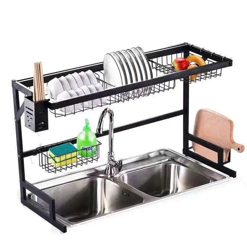 

65/85CM Dish Drying Rack Over the Sink Kitchen Supplies Storage Shelf Counter-top Space Saver Stand Tableware Drainer Organizer