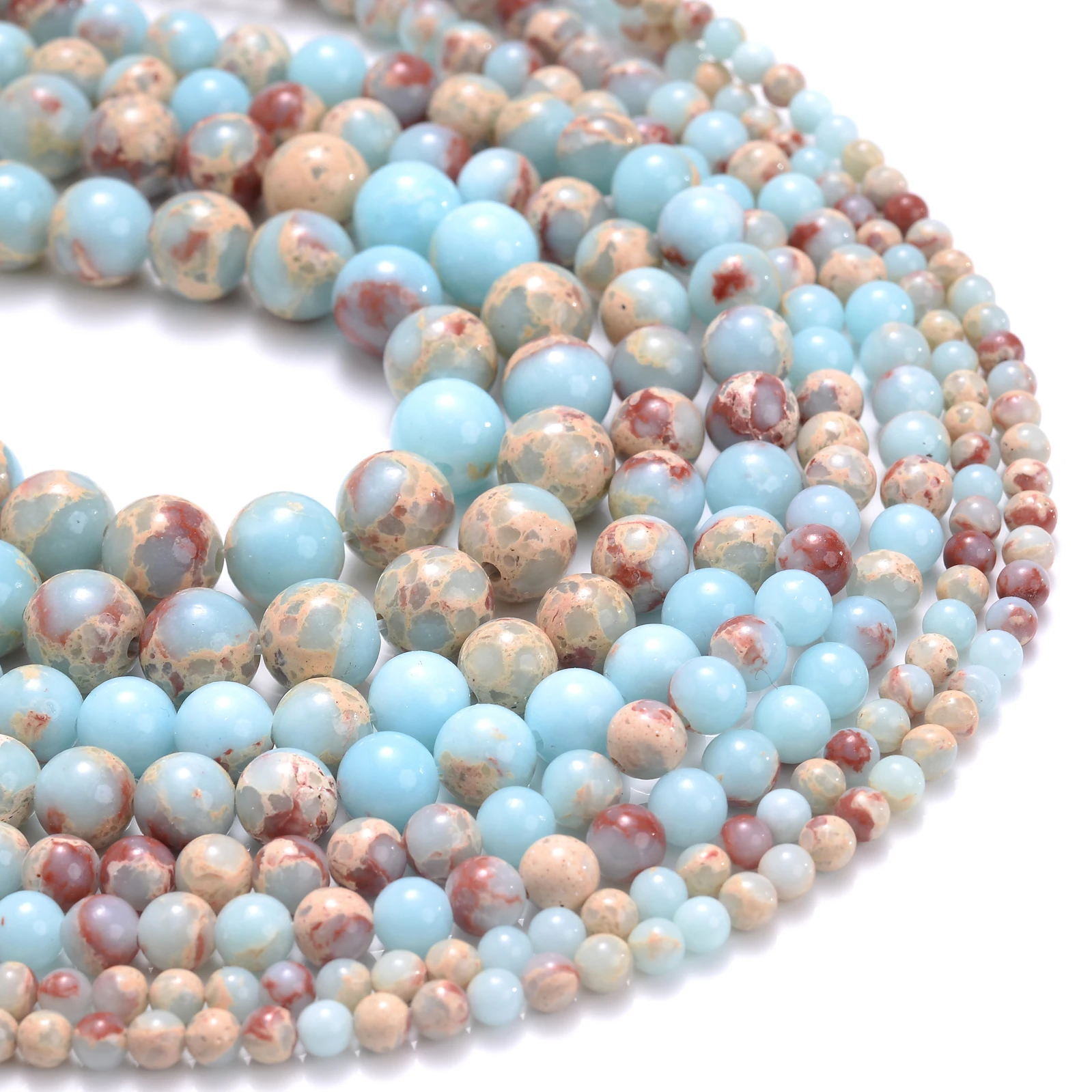 Бусины из голубой яшмы, бусины из натурального камня, аксессуары ручной работы для браслета 4, 6, 8, 10 мм
