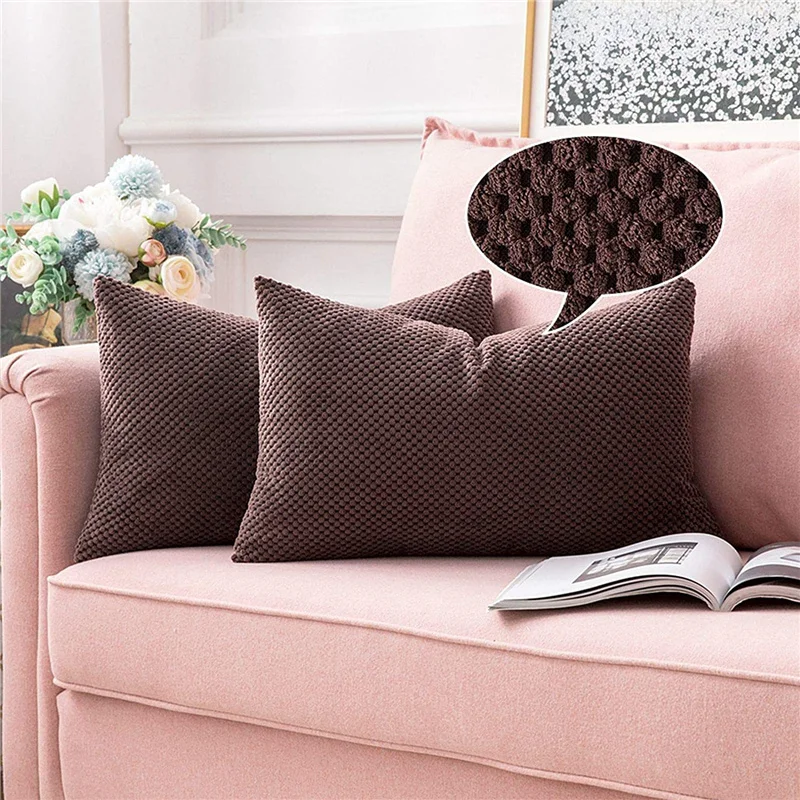 Коричневый вельветовый чехол для подушки декоративный домашний в нордическом