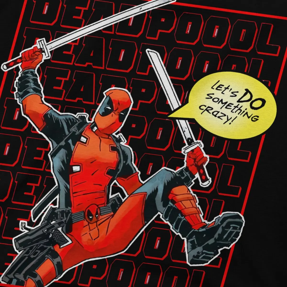 Футболка Disney Deadpool Film Man Давайте делайте что-то сумасшедший дизайн с мечом