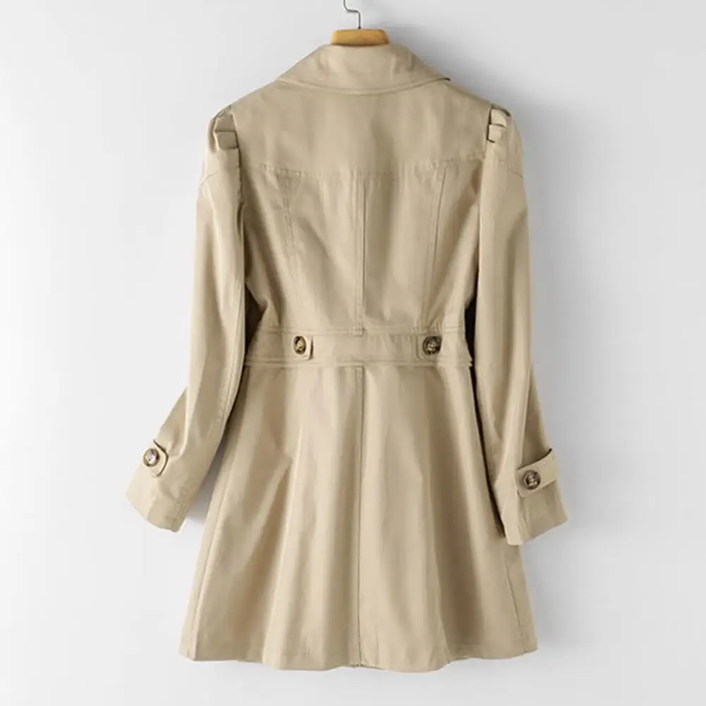 

This women's slim fit trench coat is made of high quality polyester which adds strength and durability to the fabric.