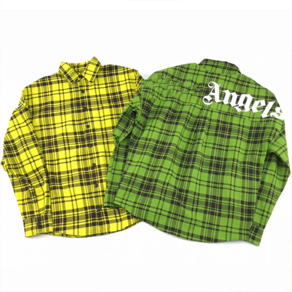 

Европейский и американский бренд Angel tide, американская свободная рубашка в стиле хип-хоп для пар, полосатая зеленая куртка, клетчатая рубашка