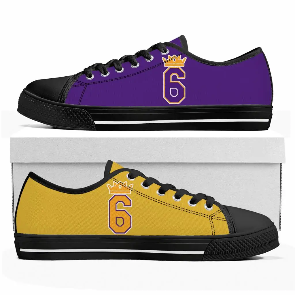 

Кроссовки с низким верхом Los Angeles, холщовые, золотистые, фиолетовые, для мужчин и женщин, для баскетбола, король-номер 23, 6