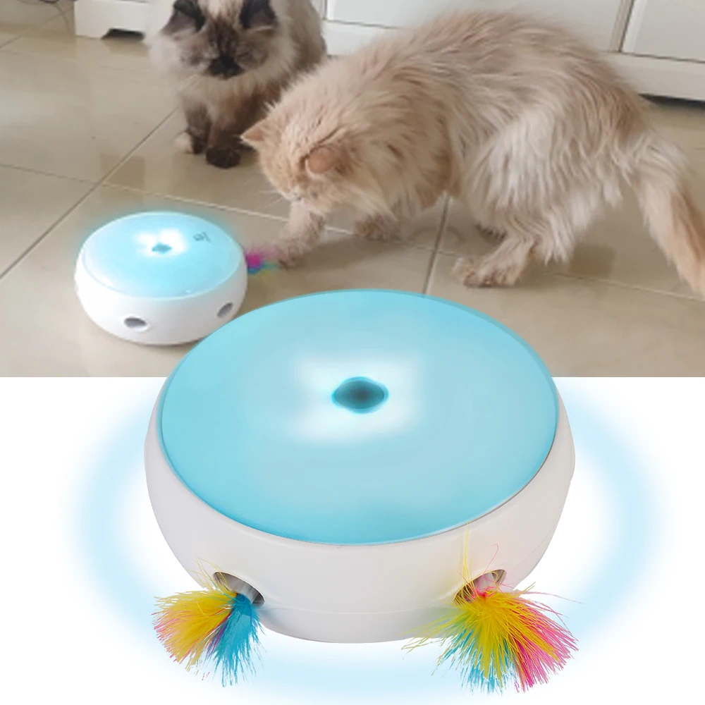 

Smart Teasing Cat Stick Electric Cat Toy Spinning Turntable Cat Catching Mouse Interactive Feather Toys Automatic Swing Toys