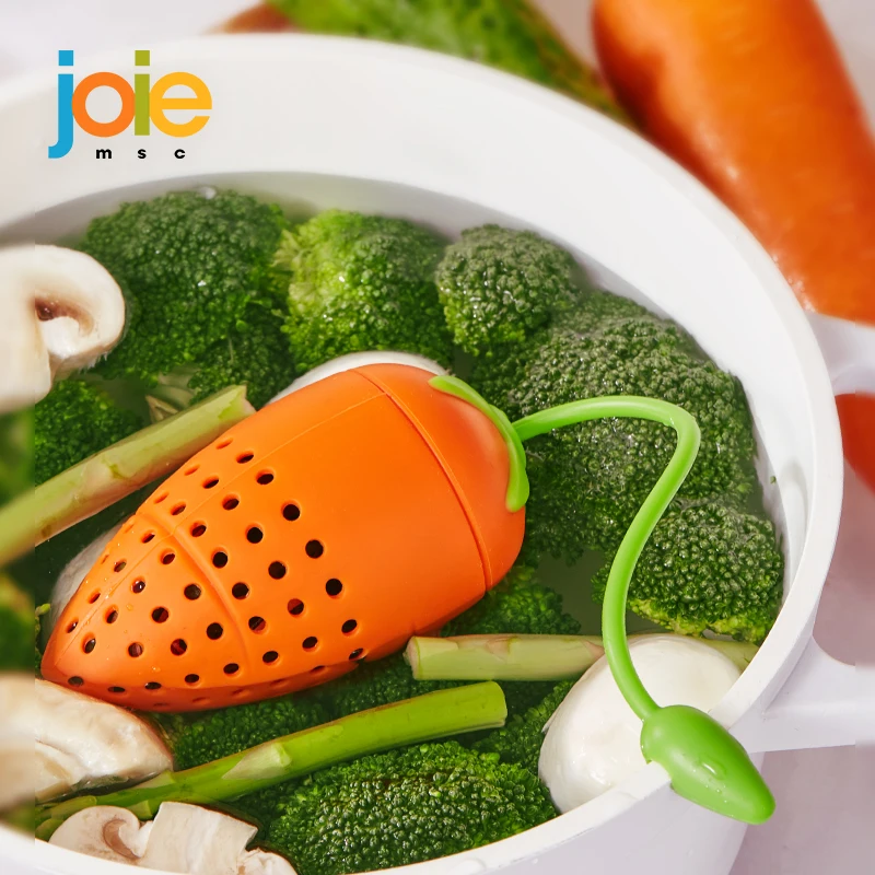 

Joie Reusable Herb Infuser Gravy Soup Taste Carrot Shape Silicone Spice Box Brine Basket Food Filter Mesh Bag Kitchen Tool