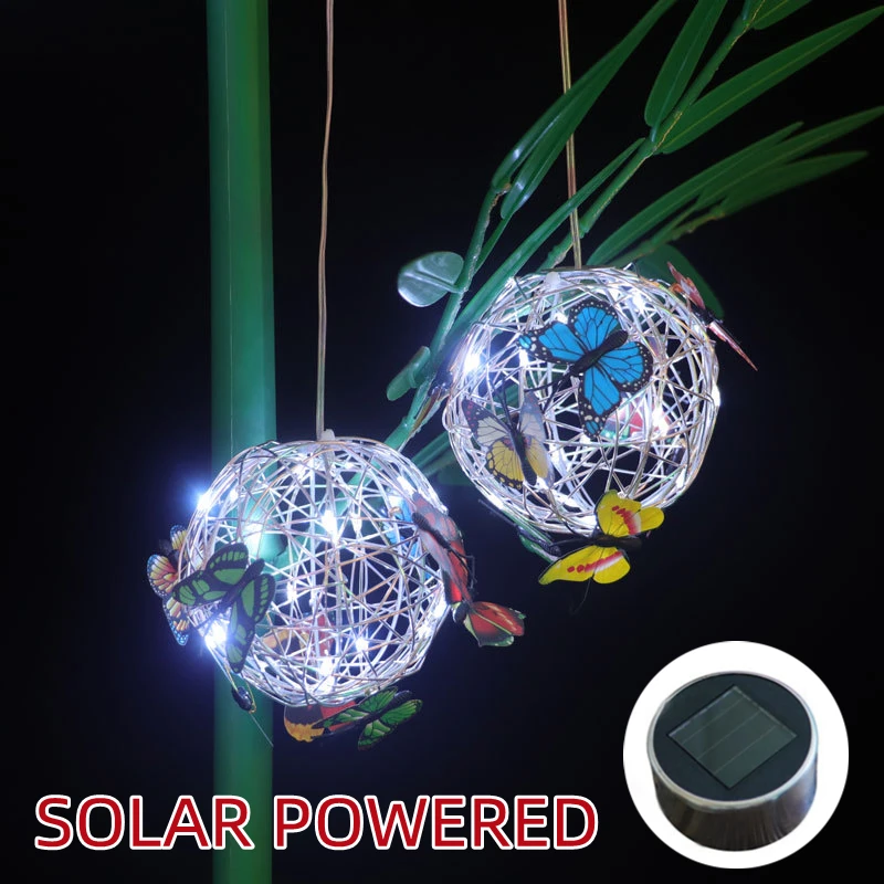 

Led Solar Powered Butterfly Fairy Lights Garden Decoration Outdoor Round Ball Light with Butterfly Solar Lights for The Garden