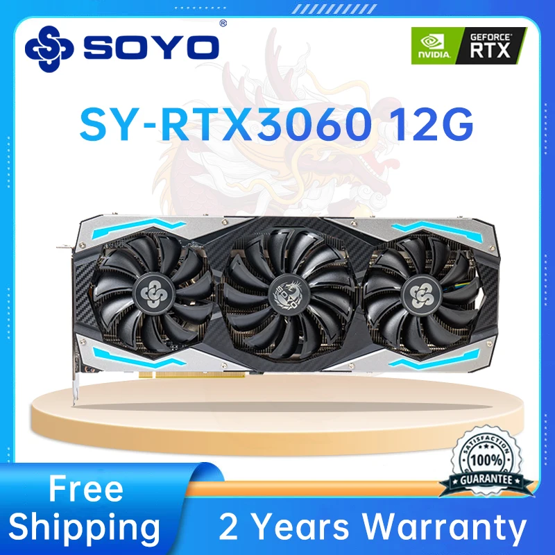 

SOYO Full New RTX 3060 12GB GDDR6 NVIDIA GPU 192bit DP*3 PCI Express X16 4.0 Gaming Video Graphics Card Desktop Computer Card