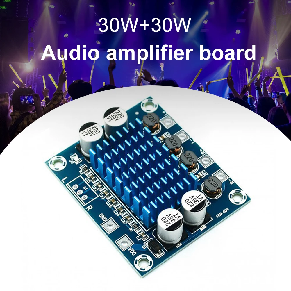 

HD Amplifier Board 100db Snr Mp3 Amplifier Module 30W+30W Overvoltage Protection DC8V-26V Digital Audio Power Amplifier Board