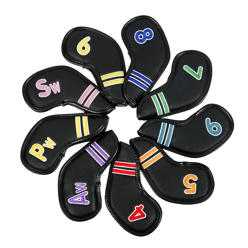 

9Pcs/set Professional PU Protective Iron Head Cover Putter Protector Golf Putter Case Golf Club Cover Club Head Cover