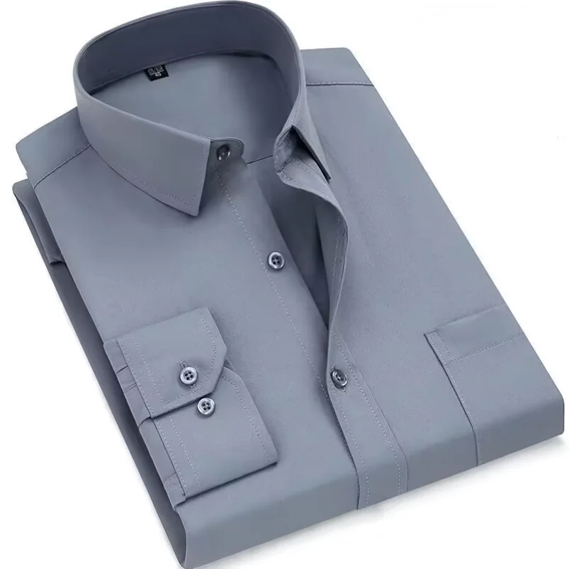Men's Fashion Long Sleeve Shirt New Arrivals Cotton Spring Autumn Slim Fit White Blue Black Smart Male Casual Shirt Solid
