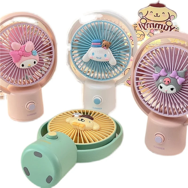 

Kawaii Cinnamoroll My Melodykuromi Sanrio Usb Ручной небольшой вентилятор бесступенчатое регулирование скорости аниме домашняя спальня Настольный маленький вентилятор