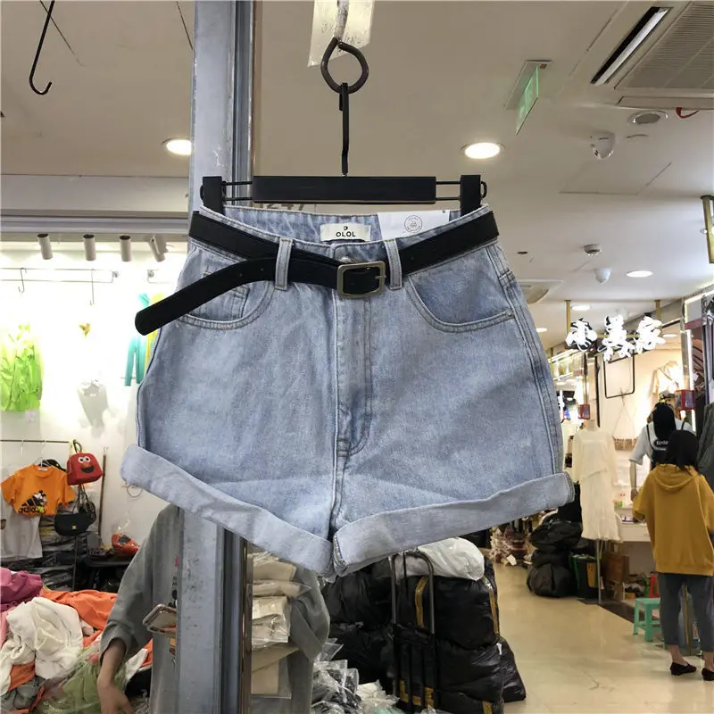 Solid Color Denim Shorts Women Summer New High Waist Wide Leg Loose Korean Version Thin Wear A-line Hot Pants Jeans Shorts Women