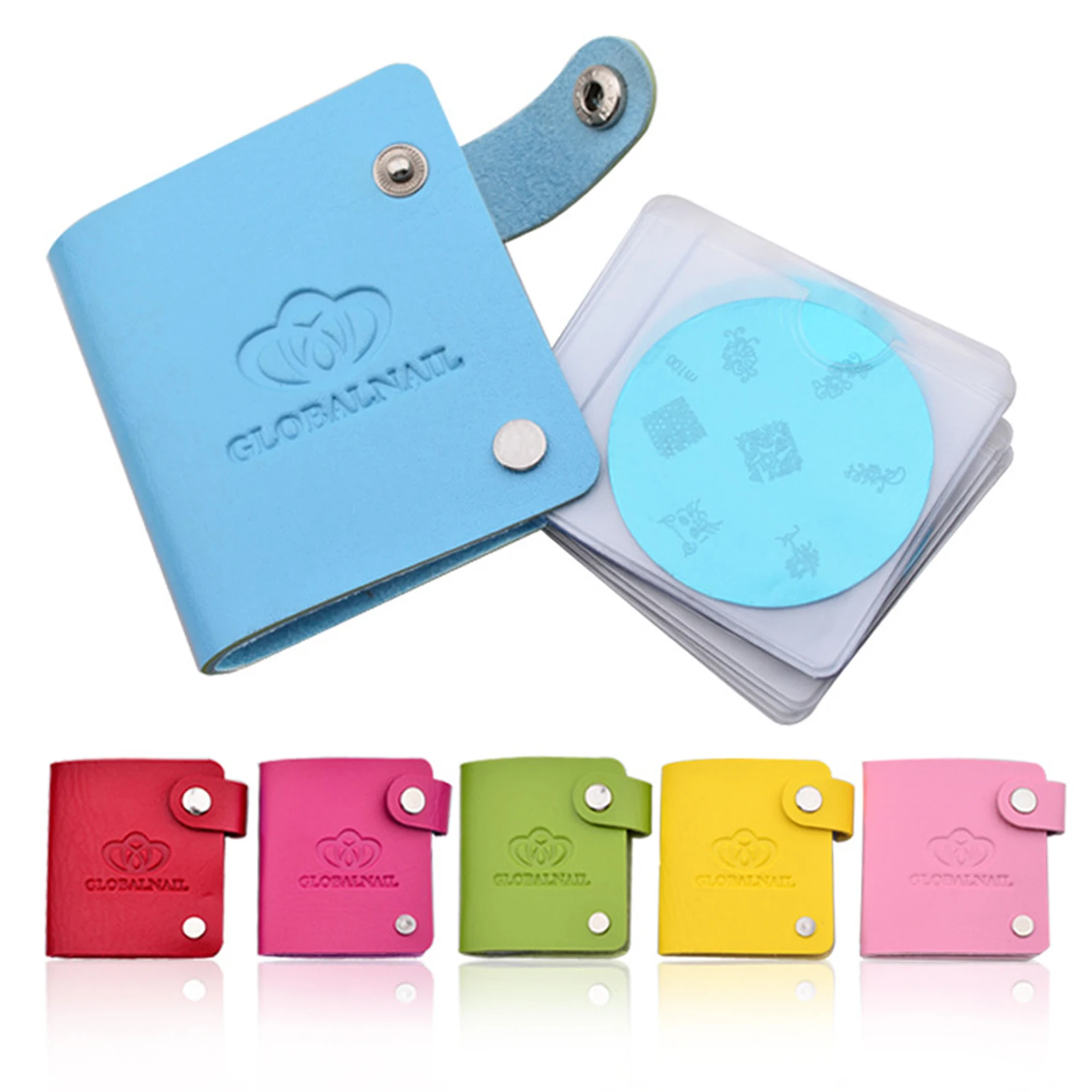 

24 Slots Leather Nail Art Stamping Plate Case Folder Nail Stamp Template Holder Album Storage For Dia 5.6cm Stencil